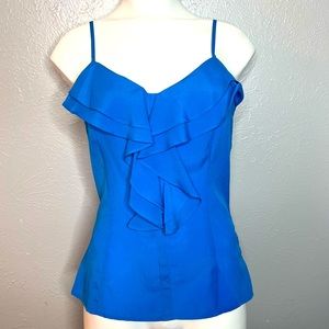 Miley Cyrus Max Azria Blue Zip Back Front Detail Cami Top. Size Medium